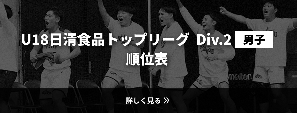 U18日清食品トップリーグ Div.2男子 順位表リンク